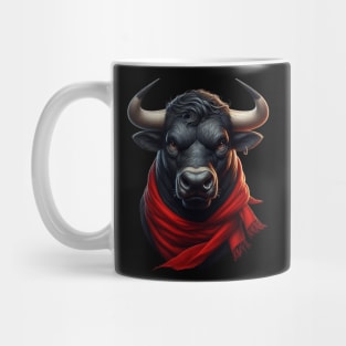 The bull uses a scarf Mug